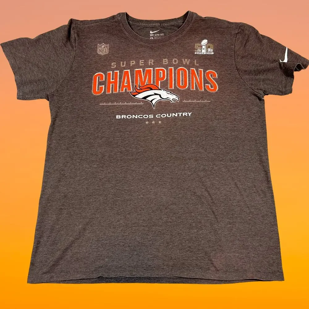 Nike Mens L Denver Broncos Super Bowl 50 Champions T Shirt